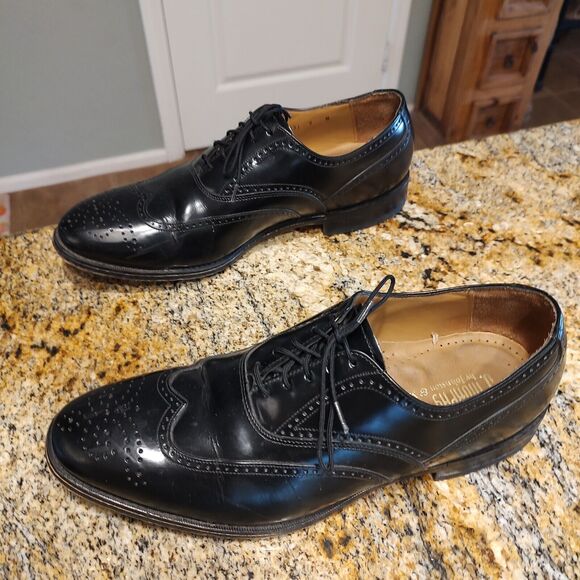 Johnston & Murphy Optima Black Leather Wingtip Dress Oxford Shoes US 9M main image 5